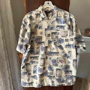Vintage Route 66 Hawaiian Shirt size large classic car floral